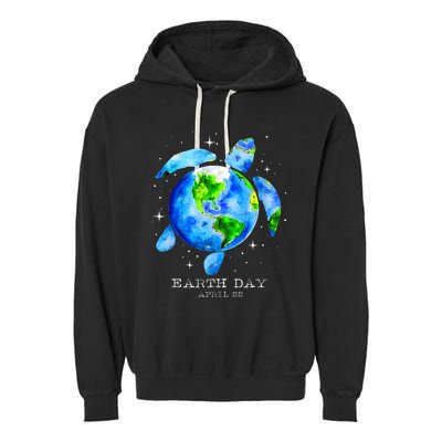 Earth Day 2024 Restore Earth Sea Turtle Art Save The Planet Garment-Dyed Fleece Hoodie