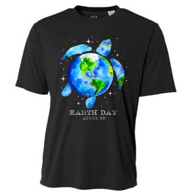 Earth Day 2024 Restore Earth Sea Turtle Art Save The Planet Cooling Performance Crew T-Shirt