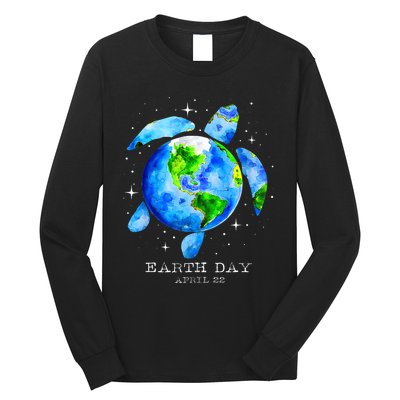 Earth Day 2024 Restore Earth Sea Turtle Art Save The Planet Long Sleeve Shirt