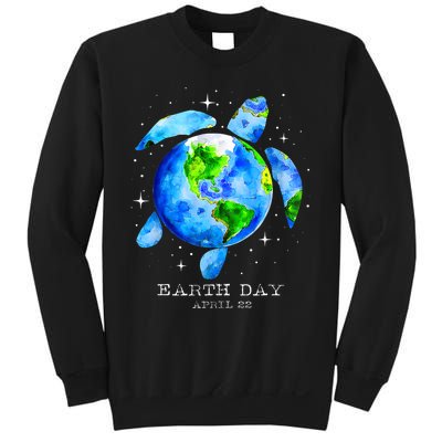 Earth Day 2024 Restore Earth Sea Turtle Art Save The Planet Sweatshirt