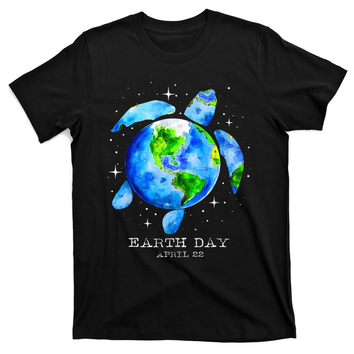 Earth Day 2024 Restore Earth Sea Turtle Art Save The Planet T-Shirt