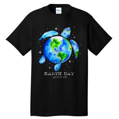 Earth Day 2024 Restore Earth Sea Turtle Art Save The Planet Tall T-Shirt