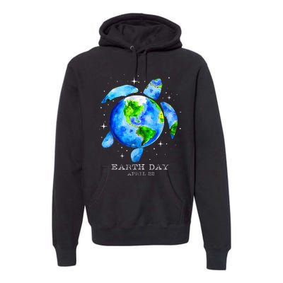 Earth Day 2024 Restore Earth Sea Turtle Art Save The Planet Premium Hoodie