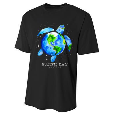 Earth Day 2024 Restore Earth Sea Turtle Art Save The Planet Performance Sprint T-Shirt