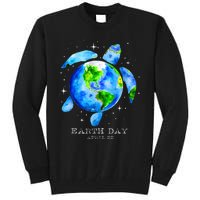 Earth Day 2024 Restore Earth Sea Turtle Art Save The Planet Tall Sweatshirt