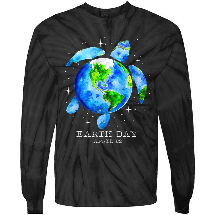 Earth Day 2024 Restore Earth Sea Turtle Art Save The Planet Tie-Dye Long Sleeve Shirt