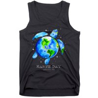 Earth Day 2024 Restore Earth Sea Turtle Art Save The Planet Tank Top