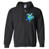 Earth Day 2024 Restore Earth Sea Turtle Art Save The Planet Full Zip Hoodie