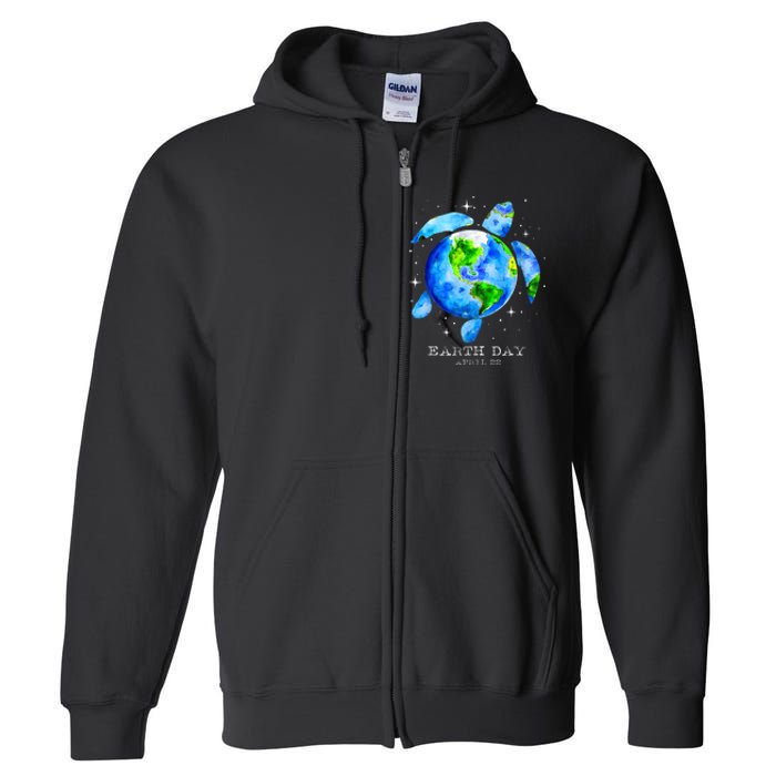 Earth Day 2024 Restore Earth Sea Turtle Art Save The Planet Full Zip Hoodie