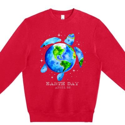 Earth Day 2024 Restore Earth Sea Turtle Art Save The Planet Premium Crewneck Sweatshirt