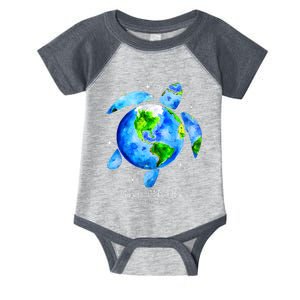 Earth Day 2024 Restore Earth Sea Turtle Art Save The Planet Infant Baby Jersey Bodysuit