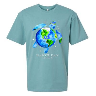 Earth Day 2024 Restore Earth Sea Turtle Art Save The Planet Sueded Cloud Jersey T-Shirt