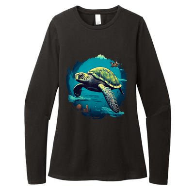 Earth Day 2024 Restore Earth Sea Turtle Art Save The Planet Womens CVC Long Sleeve Shirt