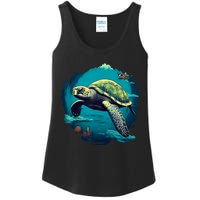 Earth Day 2024 Restore Earth Sea Turtle Art Save The Planet Ladies Essential Tank