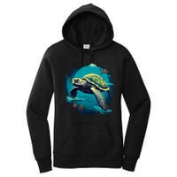 Earth Day 2024 Restore Earth Sea Turtle Art Save The Planet Women's Pullover Hoodie