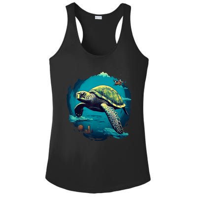 Earth Day 2024 Restore Earth Sea Turtle Art Save The Planet Ladies PosiCharge Competitor Racerback Tank