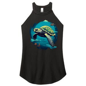 Earth Day 2024 Restore Earth Sea Turtle Art Save The Planet Women's Perfect Tri Rocker Tank