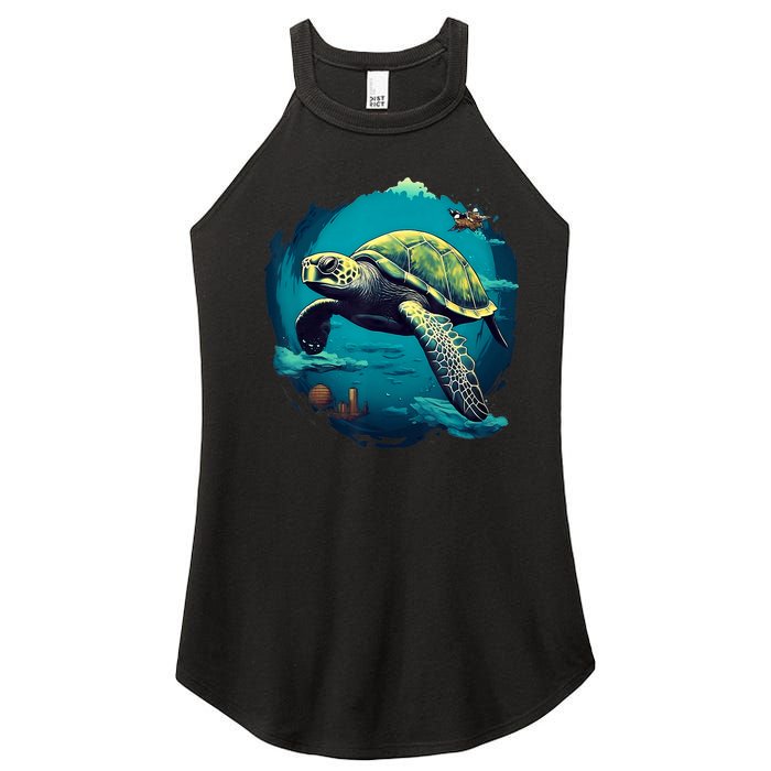 Earth Day 2024 Restore Earth Sea Turtle Art Save The Planet Women's Perfect Tri Rocker Tank