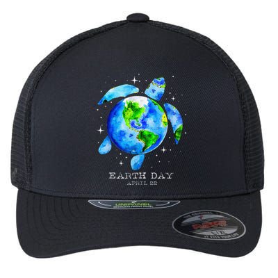 Earth Day 2024 Restore Earth Sea Turtle Art Save The Planet Flexfit Unipanel Trucker Cap