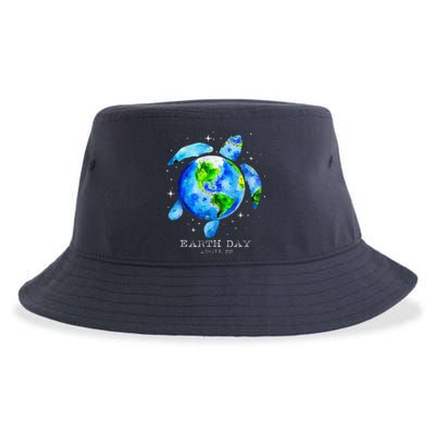 Earth Day 2024 Restore Earth Sea Turtle Art Save The Planet Sustainable Bucket Hat