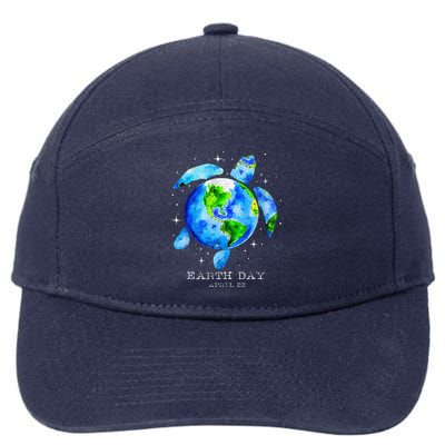 Earth Day 2024 Restore Earth Sea Turtle Art Save The Planet 7-Panel Snapback Hat