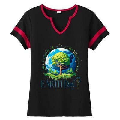 Earth Day 2024 Environmental International Awareness Ladies Halftime Notch Neck Tee