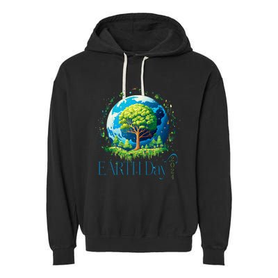 Earth Day 2024 Environmental International Awareness Garment-Dyed Fleece Hoodie