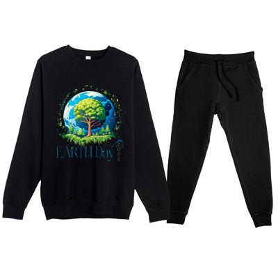 Earth Day 2024 Environmental International Awareness Premium Crewneck Sweatsuit Set