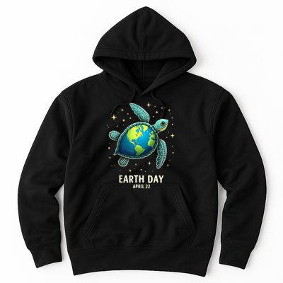 Earth Day 2025 Restore Earth Sea Turtle Art Save the Planet Hoodie