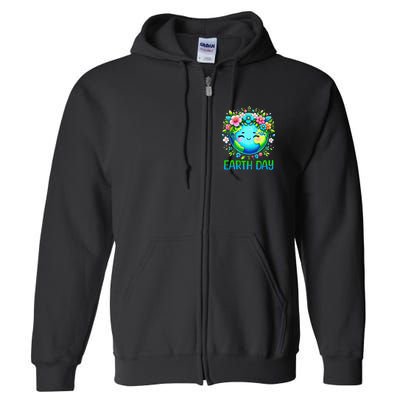 Earth Day 2025 Flower Crowns  Women  Save Earth Full Zip Hoodie