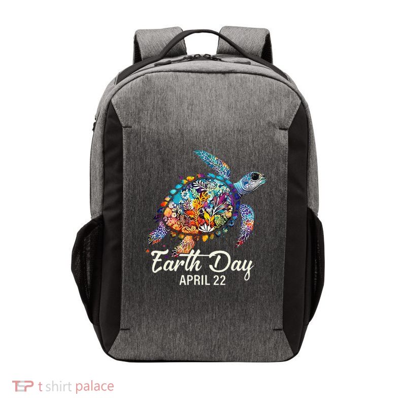 Earth Day 2025 Restore Earth Sea Turtle Art Save the Planet Vector Backpack