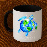 Earth Day 2025 Restore Earth Sea Turtle Art Save The Planet Mug
