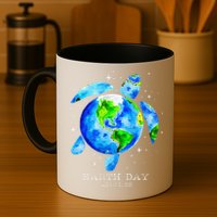 Earth Day 2025 Restore Earth Sea Turtle Art Save The Planet Mug