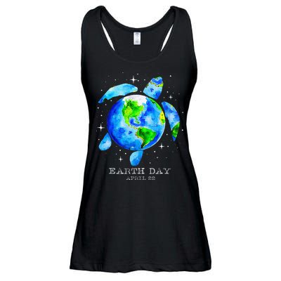 Earth Day 2025 Restore Earth Sea Turtle Art Save The Planet Ladies Essential Flowy Tank