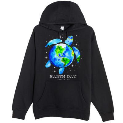 Earth Day 2025 Restore Earth Sea Turtle Art Save The Planet Premium Pullover Hoodie