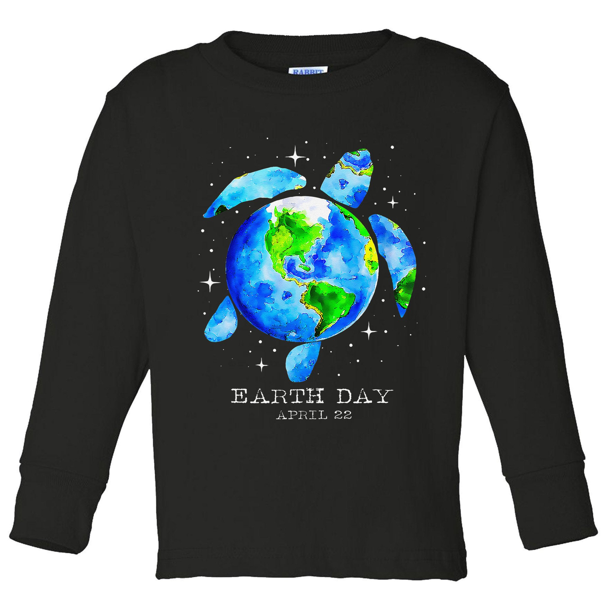 Earth Day 2025 Restore Earth Sea Turtle Art Save The Planet Toddler Long Sleeve Shirt