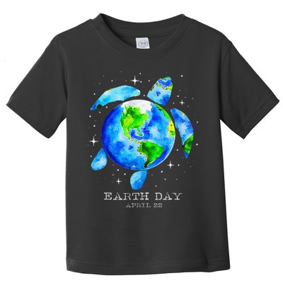 Earth Day 2025 Restore Earth Sea Turtle Art Save The Planet Toddler T-Shirt