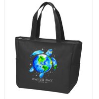 Earth Day 2025 Restore Earth Sea Turtle Art Save The Planet Zip Tote Bag