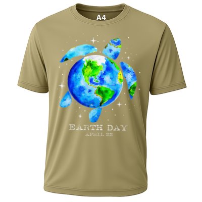 Earth Day 2025 Restore Earth Sea Turtle Art Save The Planet Performance Shirt