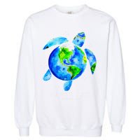 Earth Day 2025 Restore Earth Sea Turtle Art Save The Planet Garment-Dyed Sweatshirt