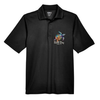 Earth Day 2024 Restore Earth Sea Turtle Art Save The Planet Men's Origin Performance Piqué Polo