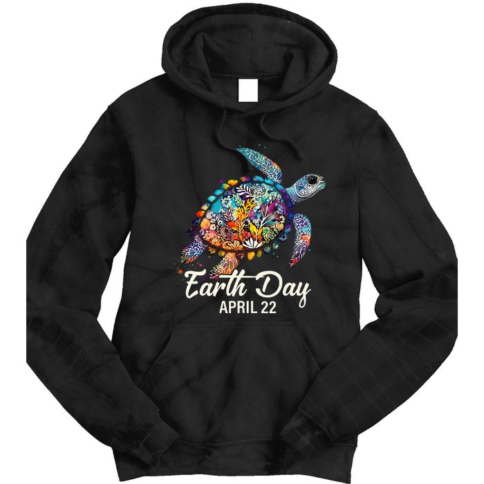 Earth Day 2024 Restore Earth Sea Turtle Art Save The Planet Tie Dye Hoodie