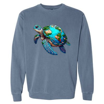 Earth Day 2024 Restore Earth Sea Turtle Art Save The Planet Garment-Dyed Sweatshirt