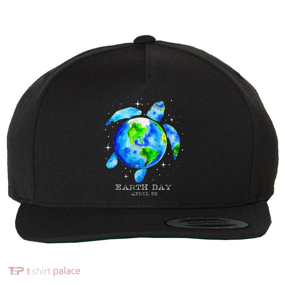 Earth Day 2025 Restore Earth Sea Turtle Art Save The Planet Wool Snapback Cap