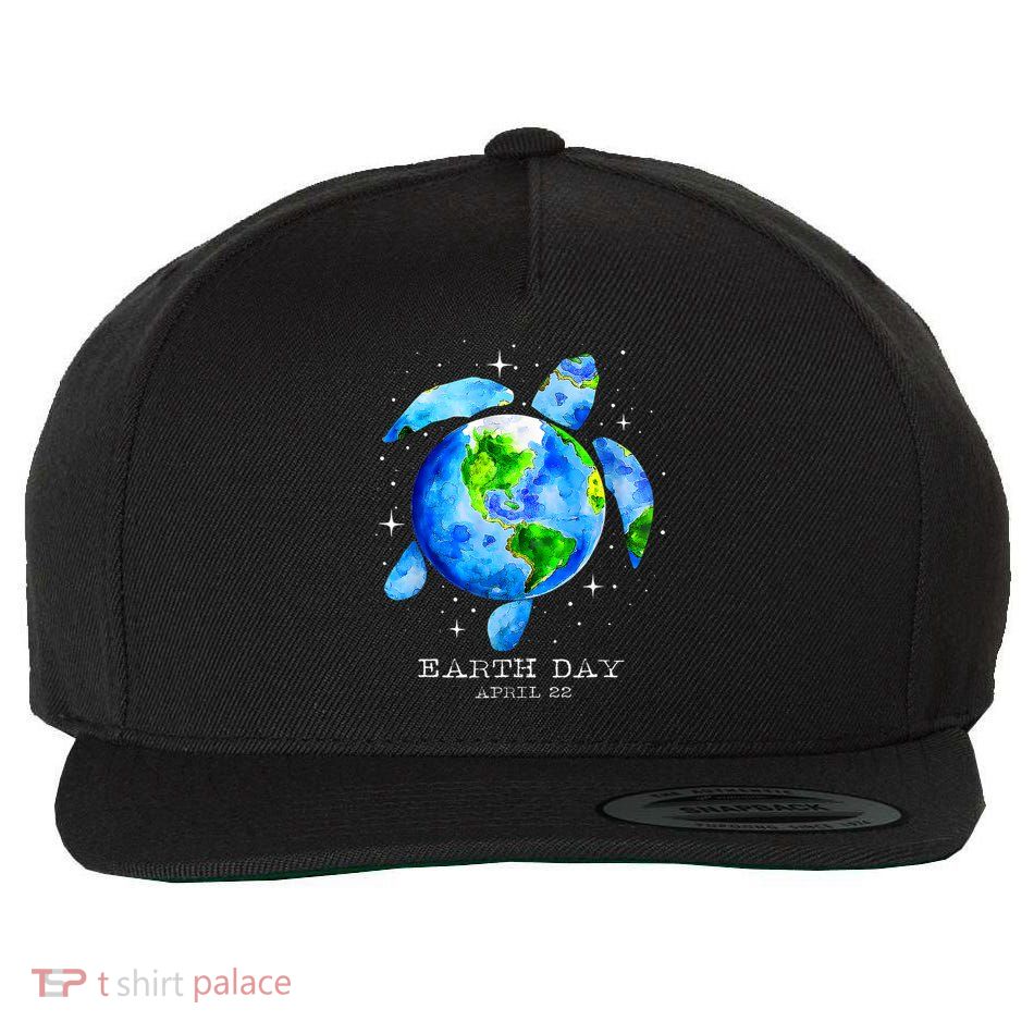 Earth Day 2025 Restore Earth Sea Turtle Art Save The Planet Wool Snapback Cap