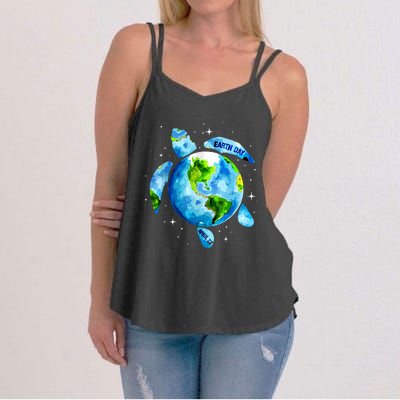 Earth Day 2024 Restore Earth Sea Turtle Art Save The Planet Women's Strappy Tank