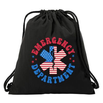Emergency Departt 4th Of July Emergency Room Er Nurse Great Gift Drawstring Bag
