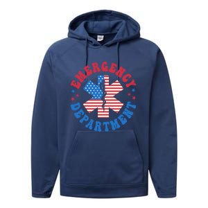 Emergency Departt 4th Of July Emergency Room Er Nurse Great Gift Performance Fleece Hoodie