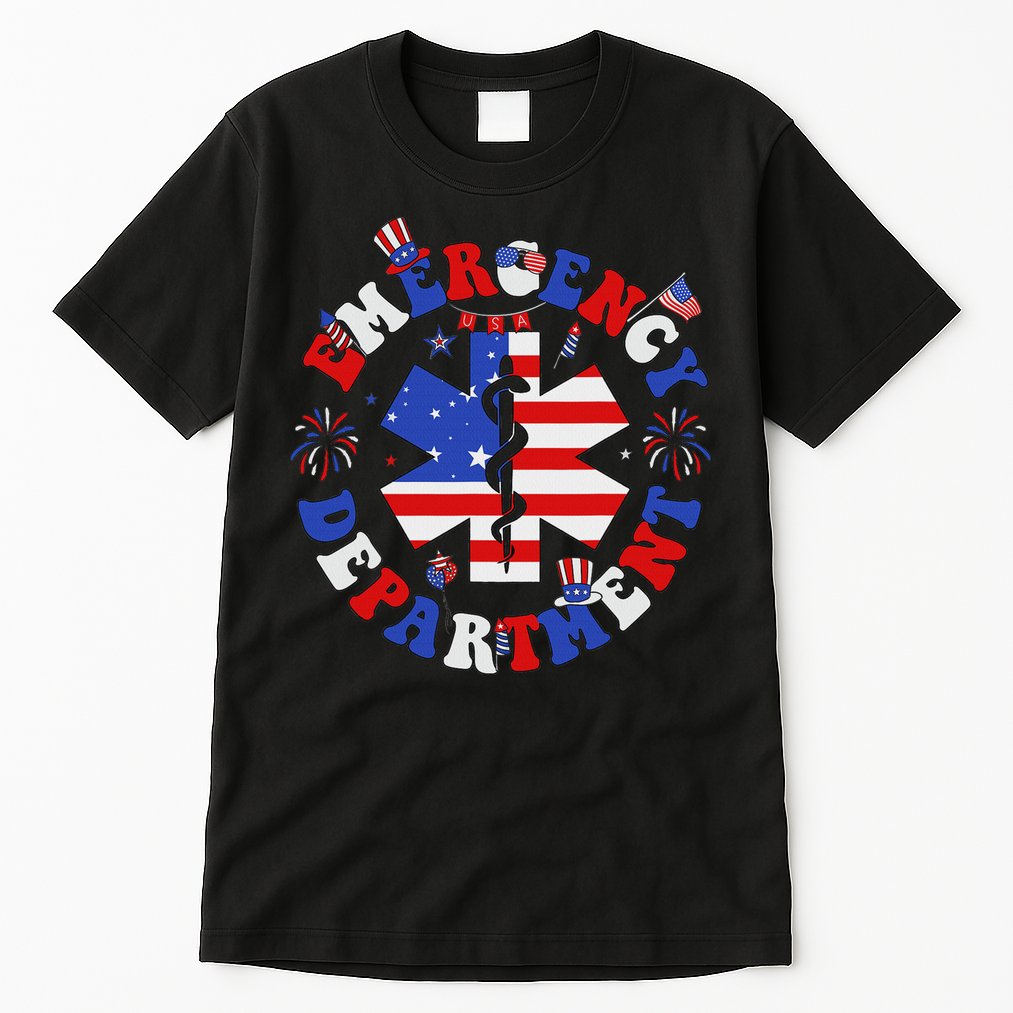 Emergency Department 4th Of July Usa Emergency Room Nurse Tall T-Shirt