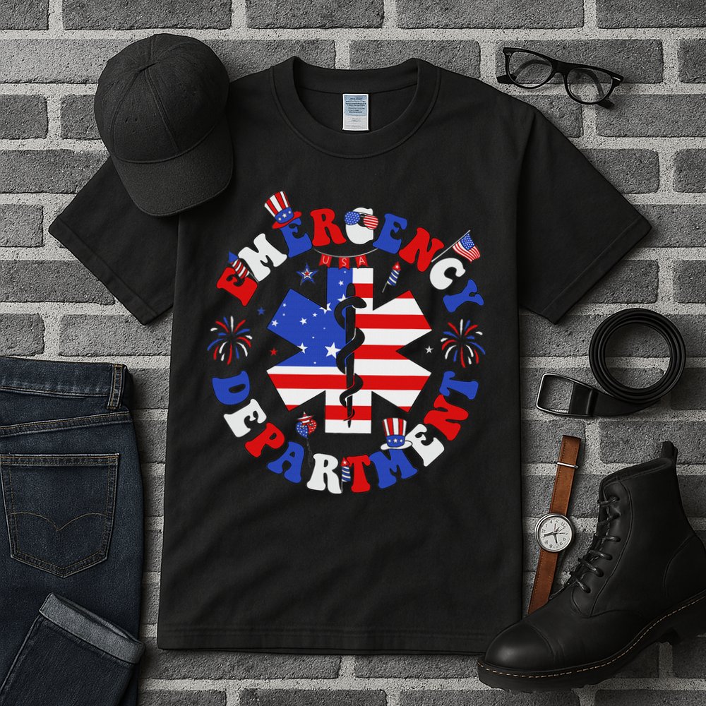 Emergency Department 4th Of July Usa Emergency Room Nurse Tall T-Shirt